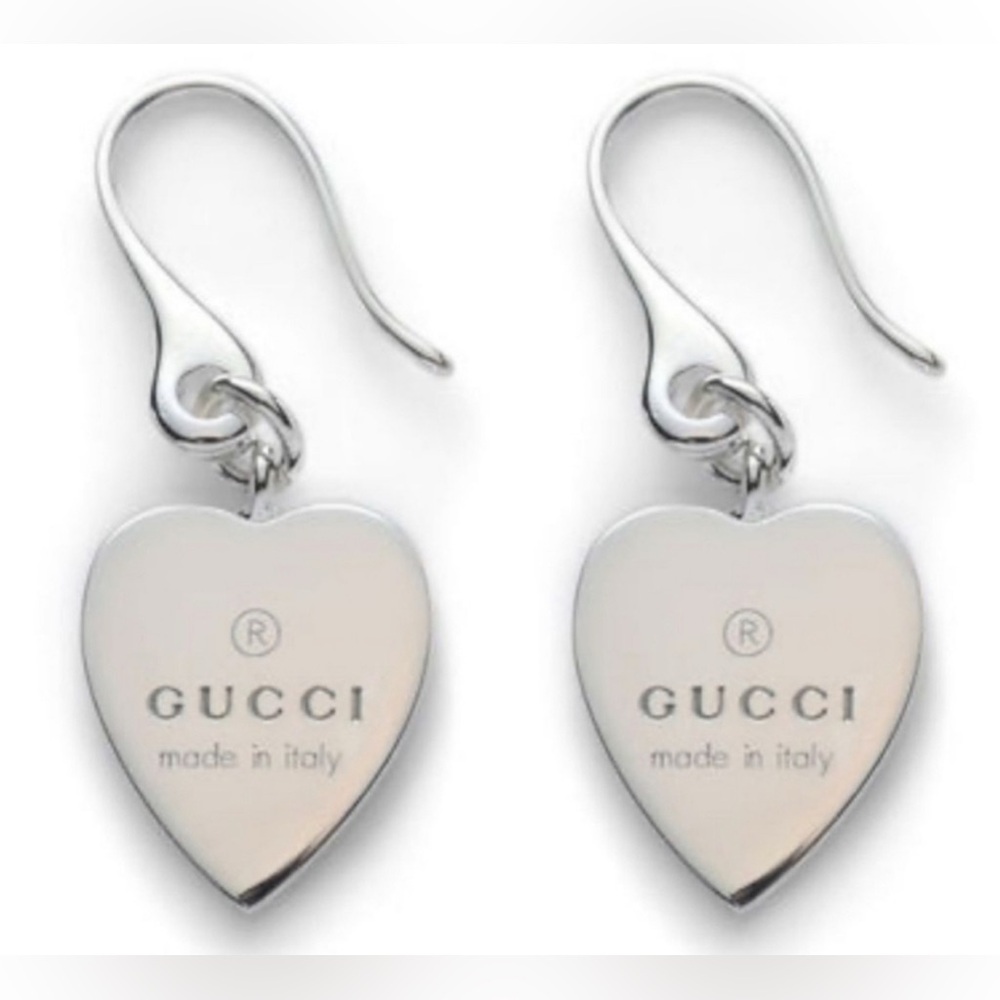 ✨️  Gucci trademark logo SS.925 heart charm dangle earrings ✨️